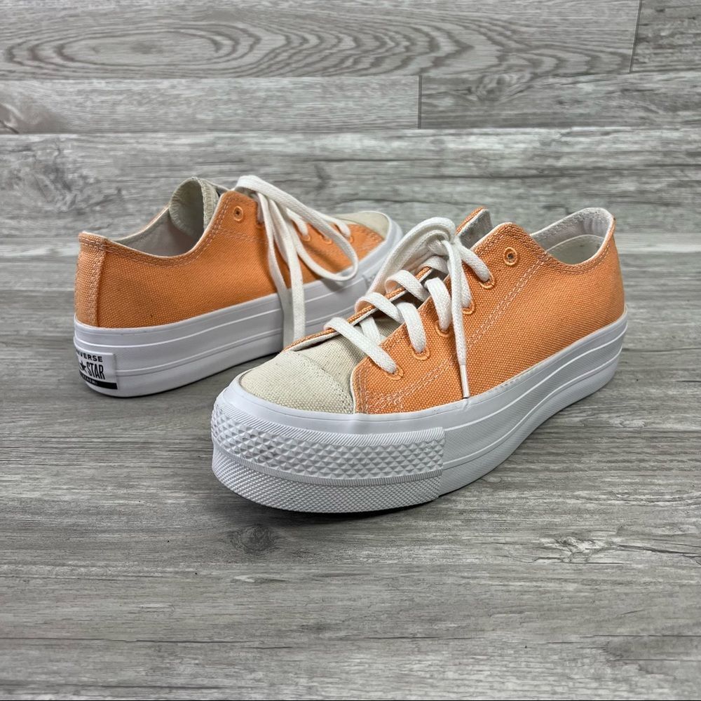New Converse  Chuck Taylor Low Top Platform Canvas Orange/White Women’s Sneakers